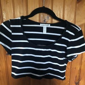 Black and White stripe crop top